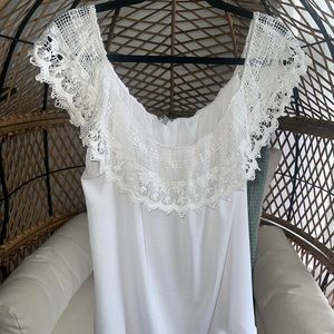 White Lace Off-The-Shoulder Blouse